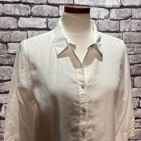 Chico's White Button Down No-Iron Blouse Size L - Picture 2 of 8